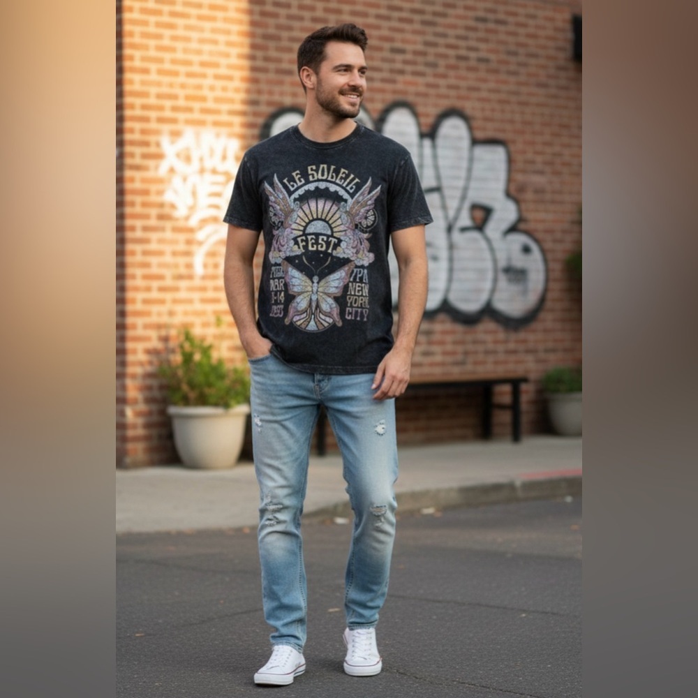 Hollister Black and Pink Short Sleeve Graphic Tee